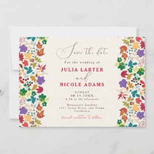 Save The Date Mariage Jaune Moutarde Violet Fleur de Prairie