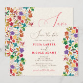 Save The Date Mariage Jaune Moutarde Violet Fleur de Prairie (Devant / Derrière)