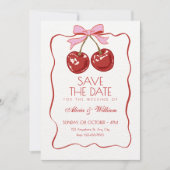 Save The Date Mariage joli rouge cerise (Devant)
