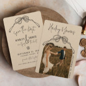 Save The Date Mariage Kraft Photo Moderne Arc Dessiné à la Main 