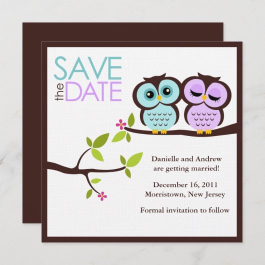Save The Date Mariage Lavender et Mint Ows (Devant / Derrière)