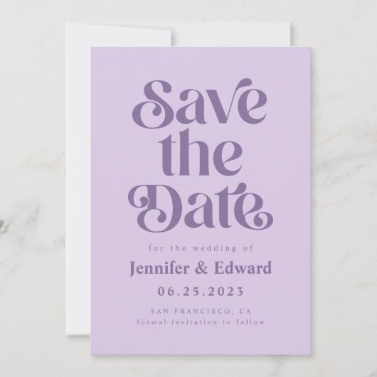 Save The Date Mariage Lavender rétro (Devant)