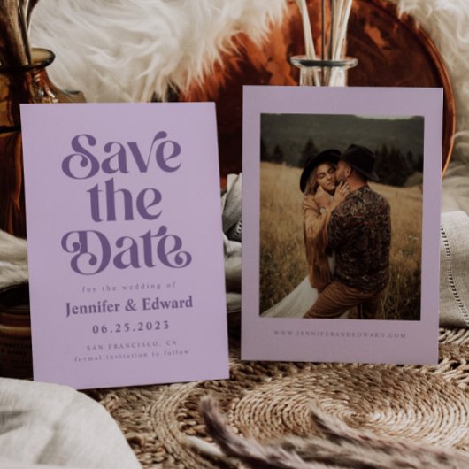 Save The Date Mariage Lavender rétro