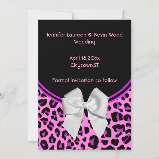 Save The Date Mariage léopard rose Enregistrer la date Invitatio (Dos)