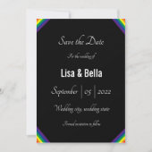Save The Date Mariage LGBT Arc-en-ciel Classé Enregistrer la dat (Devant)