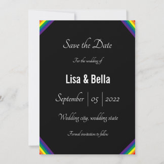 Save The Date Mariage LGBT Arc-en-ciel Classé Enregistrer la dat