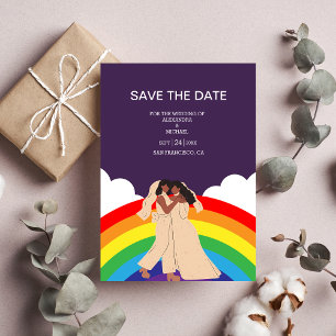 Save The Date Mariage LGBTQ mariées Rainbow moderne