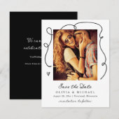 Save The Date Mariage Lignes Ondulées Écriture Manuscrite Simple (Devant / Derrière)