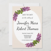 Save The Date Mariage Lilas et Crème (Devant)
