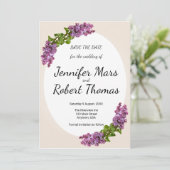 Save The Date Mariage Lilas et Crème (Debout devant)