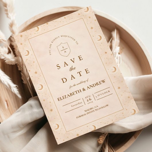 Save The Date Mariage Lune Céleste Et Étoiles