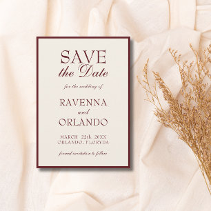 Save The Date Mariage Luxe Classique Crème Bourgogne