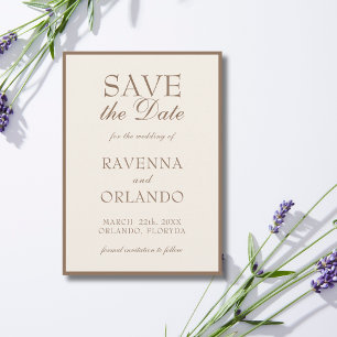 Save The Date Mariage Luxe Classique Vieille Fortune Crème Marro