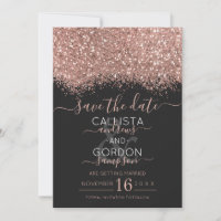 Mariage Luxe Rose Gold Pailleté Noir Confettis
