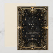 Save The Date Mariage Luxueux Céleste de Minuit (Devant / Derrière)