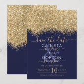 Save The Date Mariage Luxueux Moderne Paillettes Or et Confettis (Devant / Derrière)