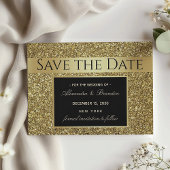 Save The Date Mariage Luxueux Noir et Or