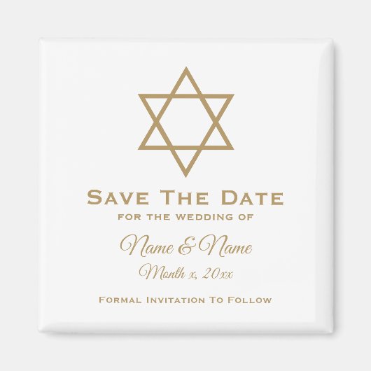 Save The Date Mariage Magnet : Star of David (Devant)