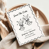 Save The Date Mariage Main Levée Fantaisiste Excentrique Calligr