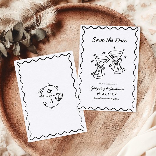 Save The Date Mariage Main Levée Fantaisiste Excentrique Calligr