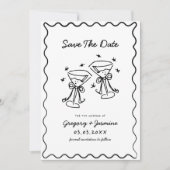 Save The Date Mariage Main Levée Fantaisiste Excentrique Manuscr (Devant)