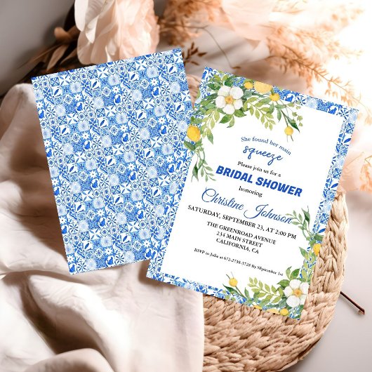 Save The Date Mariage Main Squeeze Citron et Carreau Marocain