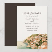 Save The Date Mariage Maisons sur les collines de Positano Côte (Devant / Derrière)