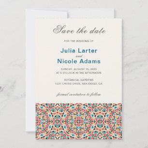 Save The Date Mariage Mandala Géométrique en Treillis Marocain