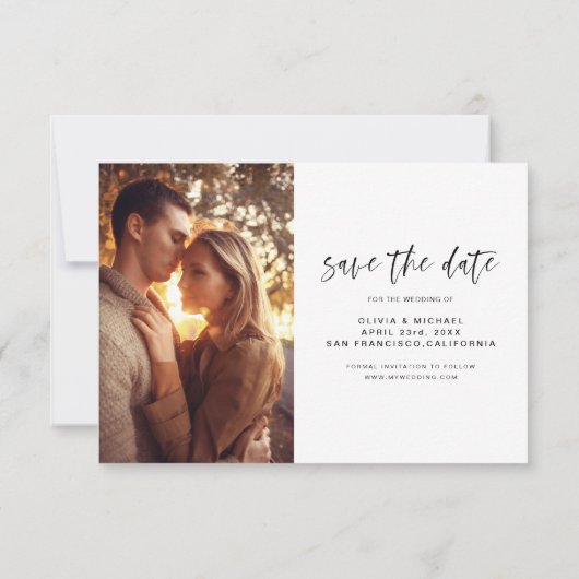 Save The Date Mariage manuscrit Enregistrer la date Photo Minima (Dos)