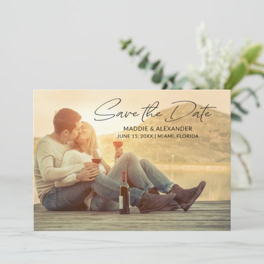 Save The Date Mariage manuscrit moderne Enregistrer la photo (Debout devant)