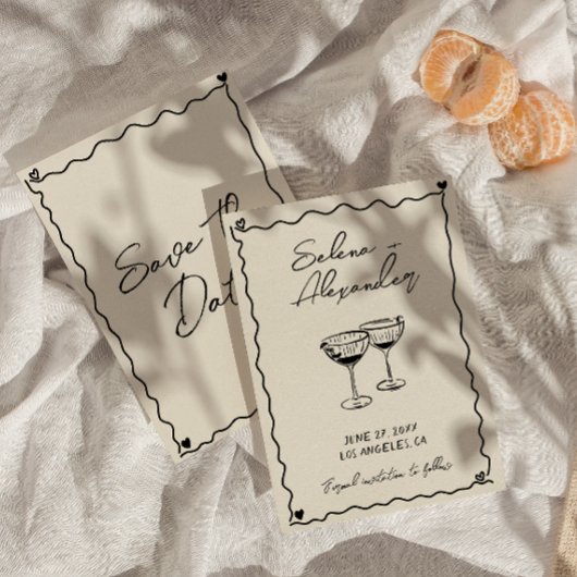Save The Date Mariage manuscrit rétro Whimsical