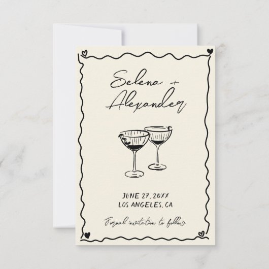 Save The Date Mariage manuscrit rétro Whimsical (Dos)