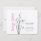 Save The Date Mariage mariage Calligraphie Floral noir blanc (Devant)