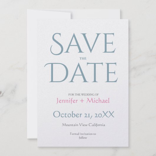 Save The Date Mariage mariage minimaliste moderne chic (Devant)