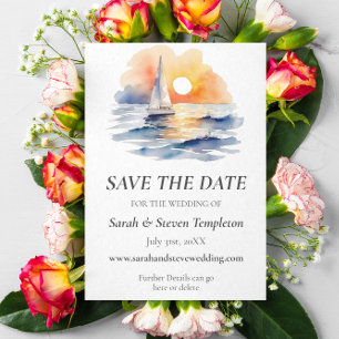 Save The Date Mariage marin de l'aquarelle Sunset Seascape