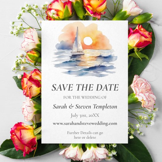 Save The Date Mariage marin de l'aquarelle Sunset Seascape