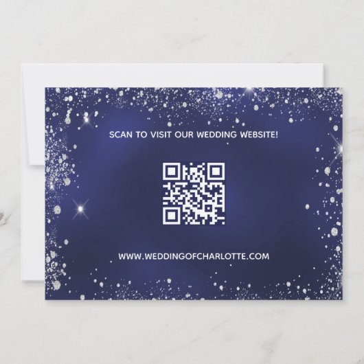 Save The Date Mariage marine bleu argent parties scintillant cod (Dos)