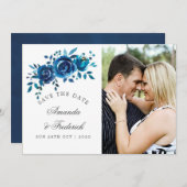 Save The Date Mariage marine et blanc couleur d'eau Enregistrer  (Devant / Derrière)