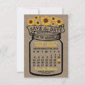 Save The Date Mariage Mason Jar Sunflower Septembre 2022 Mois (Devant)