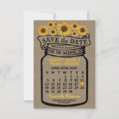 Save The Date Mariage Mason Jar Sunflowers Avril 2020 Calendrier (Devant)