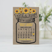 Save The Date Mariage Mason Jar Sunflowers Avril 2020 Calendrier (Debout devant)