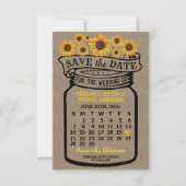 Save The Date Mariage Mason Jar Sunflowers Juin 2020 Calendrier (Devant)