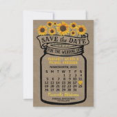 Save The Date Mariage Mason Jar Tournesols Mars 2023 Calendrier (Devant)