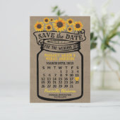 Save The Date Mariage Mason Jar Tournesols Mars 2023 Calendrier (Debout devant)