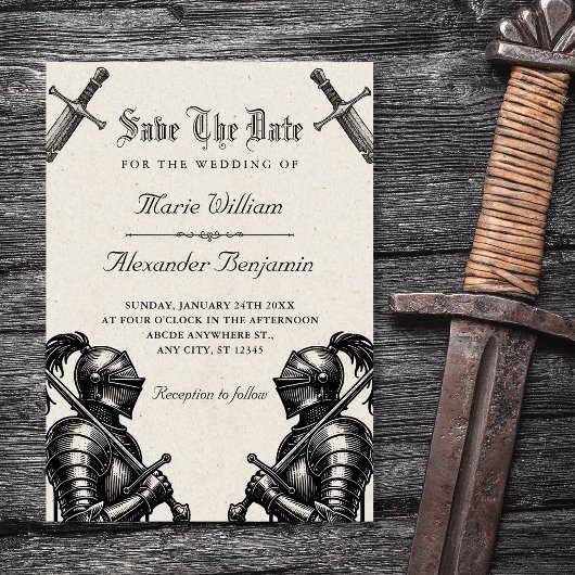 Save The Date Mariage médiéval de chevaliers