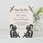 Save The Date Mariage médiéval de chevaliers (Debout devant)