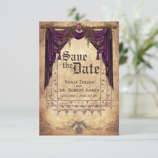 Save The Date Mariage médiéval Enregistrer l'invitation Date (Debout devant)