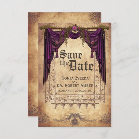 Save The Date Mariage médiéval Enregistrer l'invitation Date (Devant / Derrière)