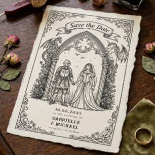 Save The Date Mariage médiéval gothique Chevalier Date à retenir