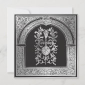 Save The Date Mariage Médiéval Gothique Noir Argent (Dos)